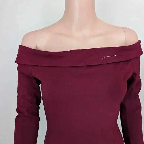 Windsor Red Off Shoulder Midi Long Sleeve Dress Size M - Picture 3 of 11